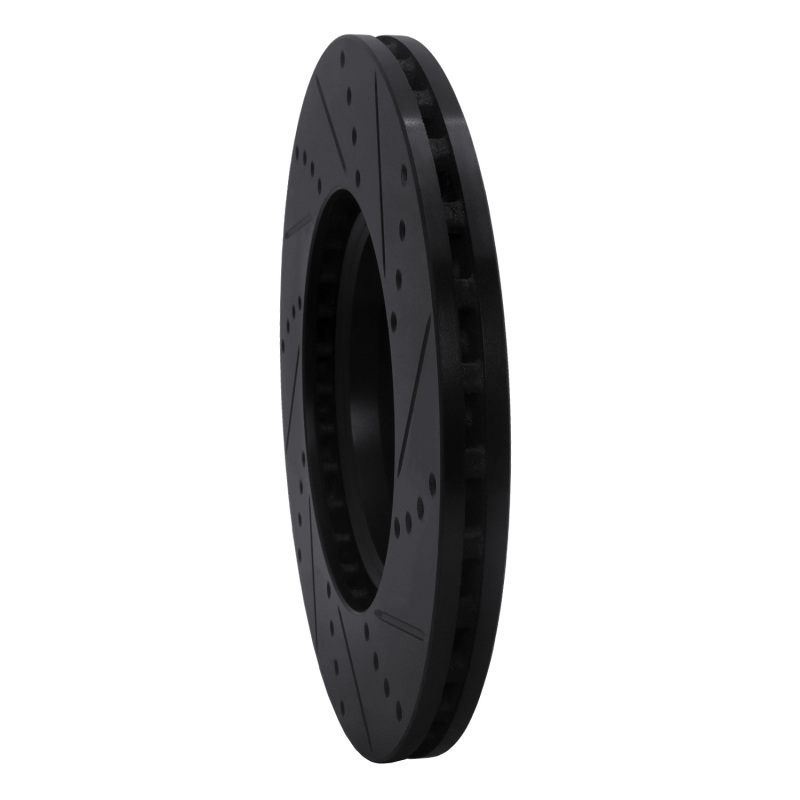 Audi A4 Brake Rotor (1) - Front Left - R1 Concepts - Drilled & Slotted - Black - `08-`25